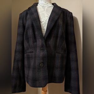 Black Gray Plaid Forever 21 Blazer Jacket Size 12